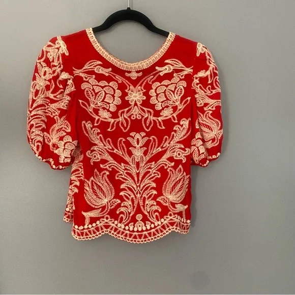 Sanctuary Embroidered Red & White Top โ Size Small - Picture 6 of 6